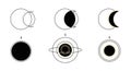 Phases of a Lunar Eclipse and a Black Hole Illustration Royalty Free Stock Photo