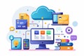 Visual representation of cloud hosting, showcasing file management and online service tools, Cloud-based website hosting and file Royalty Free Stock Photo