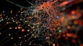 Visual representation of complex network with colorful nodes and connections, symbolizing deep learning and data modeling. Royalty Free Stock Photo