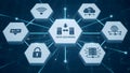 Data exchange network with security and cloud connectivity Royalty Free Stock Photo