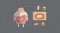 Understanding Human Digestion Through a Visual Illustration of Food Intake and Its Effects on the Body Royalty Free Stock Photo