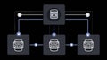 Visual Representation of a Digital Network Architecture Showcasing Data Flow Between Multiple Nodes and a Central Unit Royalty Free Stock Photo