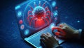 Digital Virus Threat on Laptop Screen