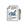 Financial report document with graph and pencil icon representing analysis and planning Royalty Free Stock Photo