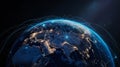 Global communication network connecting cities worldwide with data transfer lines Royalty Free Stock Photo