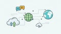 Global network connection with cloud storage and communication icons technology internet Royalty Free Stock Photo