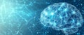 Visual representation of a human brain filled with glowing neural connections, set against a blue background. This Royalty Free Stock Photo