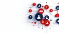 Visual representation of human connections, network, relationships, and social interactions through red blue circles Royalty Free Stock Photo