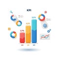 Business kpi analytics with charts and graphs data visualization isolated on white background Royalty Free Stock Photo