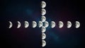 Moon Phases Cycle Cross Celestial Background Royalty Free Stock Photo