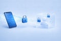 A Visual Representation of Mobile Security with Data Transfer and Personal Privacy Using Royalty Free Stock Photo