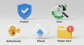 Protect Scan Authenticate Cloud Data Security Icons Royalty Free Stock Photo