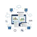 Real Time Data Monitoring System with Cloud Servers Graphs and Analytics IT Infrastructure Business Intelligence Concept Royalty Free Stock Photo