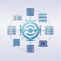 Centralized Data Synchronization Network Concept Royalty Free Stock Photo