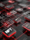 Digital Representation of Cryptocurrency and NFT Technology on High-Tech Background With Glowing Accents Royalty Free Stock Photo