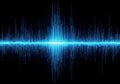 A visual representation of a sound wave spectrum in a digital blue light display Royalty Free Stock Photo