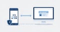 Illustration of twofactor authentication security with phone and computer Royalty Free Stock Photo