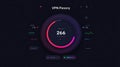 Visual Representation of a VPN Application Interface Displaying Connection Status and Data Analytics in a Modern Dark Royalty Free Stock Photo