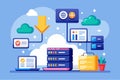 This visual represents file download protection features for cloud storage in a data management context, Cloud storage file Royalty Free Stock Photo