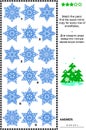 Visual riddle with rows of snowflakes