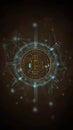 Stylized Bitcoin Technology Pattern Featuring Digital Elements and Blue Glow Royalty Free Stock Photo