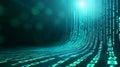 Abstract representation of flowing binary code on a dark background in a digital landscape Royalty Free Stock Photo