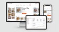 E-commerce UI UX Mockup on Desktop, Tablet, Phone Royalty Free Stock Photo