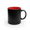 Black Ceramic Mug with Red Interior and Handle on White Background Royalty Free Stock Photo