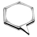 Visual Simple black and white line drawing of an empty hexagonal speech bubble on a plain background. Royalty Free Stock Photo