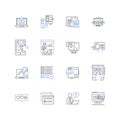 Visual storytelling line icons collection. Narrative, Emotion, Illustration, Composition, Sequence, Atmosphere, Contrast
