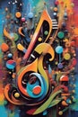 A visual symphony of colors and shapes, abstract painting with melodies, rhythms and harmonies, music