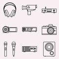 Set of visual and audio icons. Vector illustration Royalty Free Stock Photo