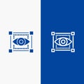 Visual, View, Sketching, Eye Line and Glyph Solid icon Blue banner Royalty Free Stock Photo