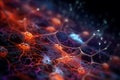 3D illustration of active nerve cells. Visualization of neuronal networks in the brai Royalty Free Stock Photo