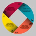 Infographics circle cut with square text