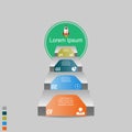 Infographic on four rocket steps by text Royalty Free Stock Photo