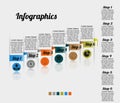 Infographics on six steps with text on the right