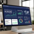 E-Commerce Analytics Dashboard on Monitor Royalty Free Stock Photo