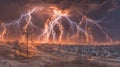 The visualization of climate-induced disasters, including hurricanes and wildfires, emphasizes the role of climate Royalty Free Stock Photo