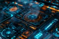 Visualization Computer Electronic circuit chips, featuring a dynamic and futuristic design.