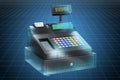 Visualization 3d cad model of cash register. 3D rendering