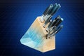 Visualization 3d cad model of concrete mixer, blueprint. 3D rendering