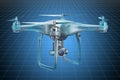 Visualization 3d cad model of drone quadrocopter, blueprint. 3D rendering