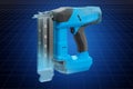 Visualization 3d cad model of electric brad nailer, blueprint. 3D rendering