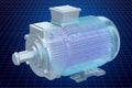 Visualization 3d cad model of electric motor, 3D rendering