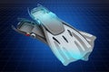 Visualization 3d cad model of flippers, swimfins, blueprint. 3D rendering Royalty Free Stock Photo