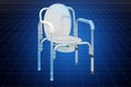 Visualization 3d cad model of Handicap Portable Toilet Chair, blueprint. 3D rendering