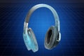 Visualization 3d cad model of headphones, blueprint. 3D rendering