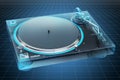 Visualization 3d cad model of phonograph turntable, blueprint. 3D rendering Royalty Free Stock Photo