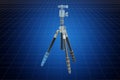 Visualization 3d cad model of tripod, blueprint. 3D rendering